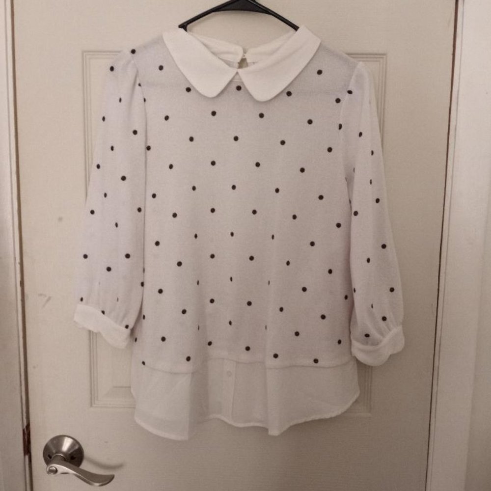 White Polka Dot Blouse (Faith and Joy)